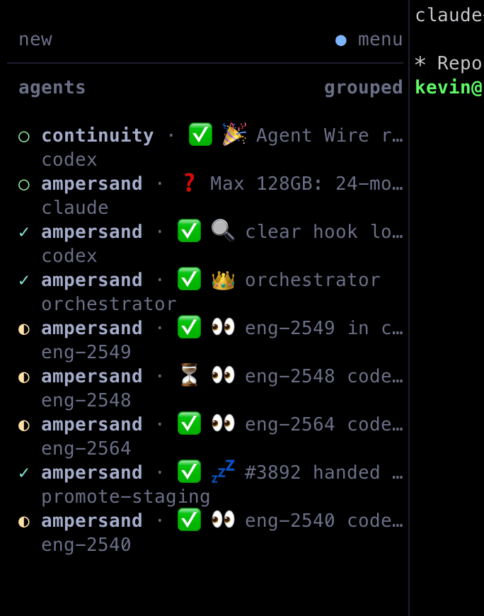my herdr sidebar with one crowned orchestrator, named workers, and visible status markers